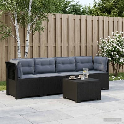 vidaXL - 4-Zits - Tuin - Sofa - met - Kussens - Rieten - Look - PP - Antraciet