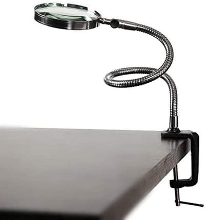 LED Vergrootglas - Bureau Lamp - Lezen en Hobby - Verstelbare Metalen Slang - 100MM Lens - Zilver