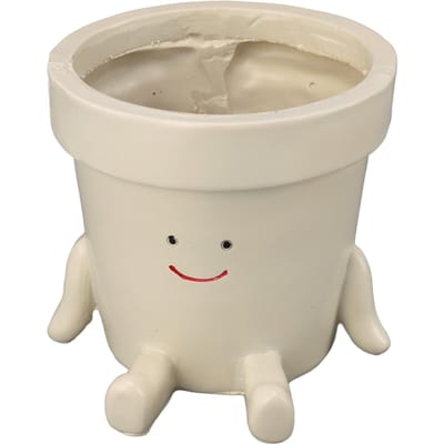 Zittende Bloempot Schattig Gezicht Resin Plantenbak Decoratieve Succulenten Bloempot met Afvoergat voor beige