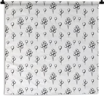 Wandkleed - Wanddoek - Ballon - Patronen - Zwart Wit - 180x180 cm - Wandtapijt