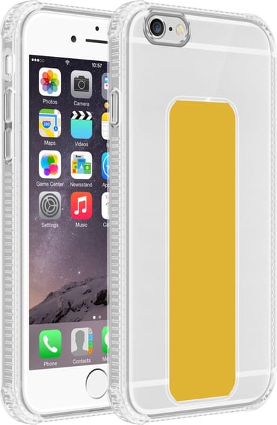 Cadorabo Hoesje geschikt voor Apple iPhone 6 / 6S in GEEL - Beschermhoes gemaakt van flexibel TPU silicone Cover Case met houder en standfunctie