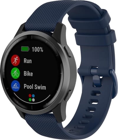 123watches sport gesp band - marineblauw - 22mm - Geschikt voor Garmin Vivoactive 4 / Venu 2 & 3 / Forerunner 255 & 265 / Overige smartwatches met 22mm bandje