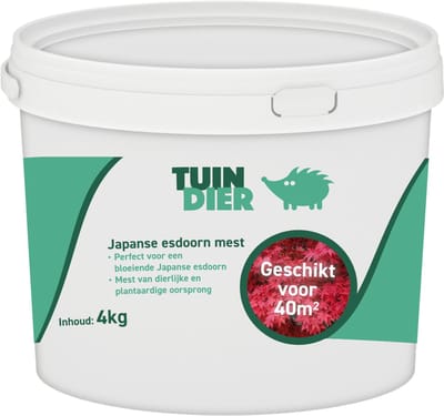 Japanse esdoorn mest | TUIN-DIER® | Japanse esdoorn voeding | 100% natuurlijk | In handige bewaaremmer | 4.000 gram | 4 kilogram | TUIN-DIER