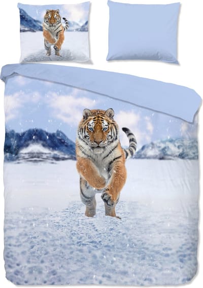 Good Morning dekbedovertrek tijger in de sneeuw - 2 persoons 200x200/220 cm - Multi - 100% Katoen flanel