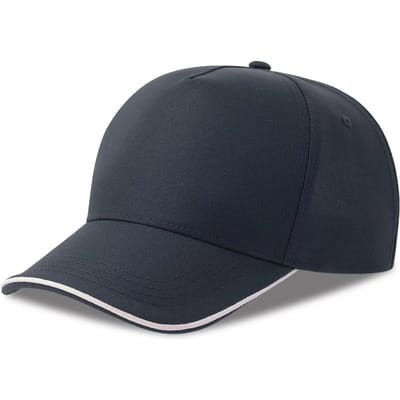 Atlantis Headwear Recy Five Piping Cap AT129 - Navy/White - One size