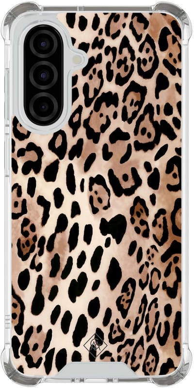 Casimoda® hoesje - Geschikt voor Samsung Galaxy A36 - Luipaard print bruin - Shockproof case - Extra sterk - TPU/polycarbonaat - Bruin/beige, Transparant