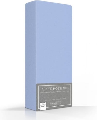 Romanette Zachte Dubbel Jersey Topper Hoeslaken - Tweepersoons (140/150x200/210/220 cm) - Blauw