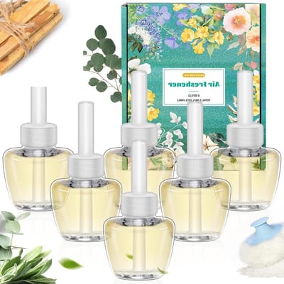 Vervangbare geurolie navullingen voor luchtverfrisser, 6 x 18 ml, Palo Santo, Eucalyptus Sage, Baby Powder, geur voor de kamer, luchtverfrisser, aromatherapie