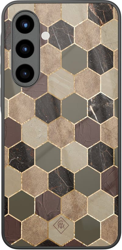 Casimoda® hoesje - Geschikt voor Samsung Galaxy A57 - Kubus Bruin Groen - Luxe Hard Case Zwart - Backcover telefoonhoesje - Bruin/beige