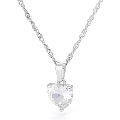 Colliers Cœur Pour Femmes Chaîne Acier Inoxydable Couleur Or Pendentif Cœur Zirconium Collier Ras-du-cou Mariage Bohème Bijoux Cadeau Femme 45cm white