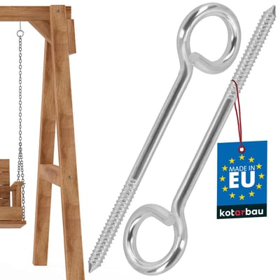 KOTARBAU® 2 stuks Schommelhaak, Verzinkt Staal, ⌀ 12 x 240 mm, Zilver, Schommelhaken, met Schroefdraad Voor Holzbalken, Veiligheidsschommelhaken, Schommel Hanger, Schroefhaak Plafond
