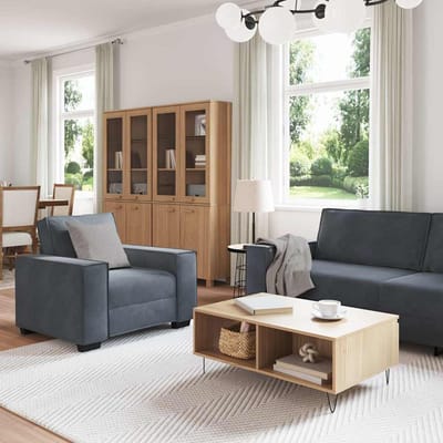 vidaXL - 3-delige - Loungeset - met - kussens - fluweel - donkergrijs