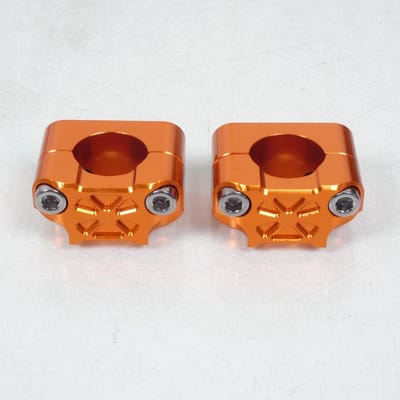 Paire pontet de guidon Orange Ø28.6mm réhausse 19mm 3AS Racing pour moto