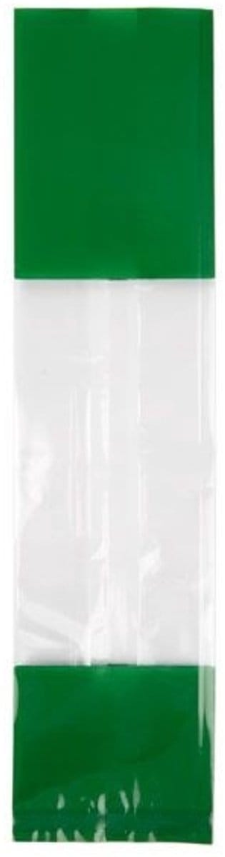 Bedrukte Zakken Groen 6,7x4,8x27,3cm met zijvouw (100 stuks)