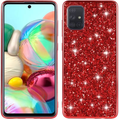 Hoesje Geschikt Voor Samsung Galaxy A73 hoesje glitter backcover – Rood – oTronica