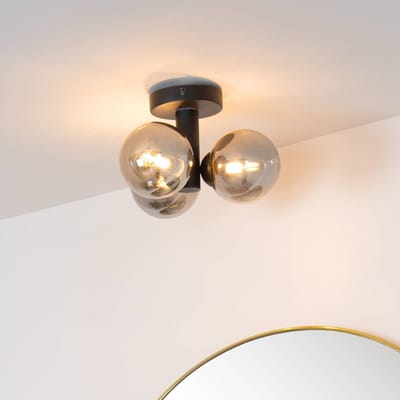 Lucide TRUDY - Plafonnière (Plafondlamp) Badkamer - Ø 28 cm - 3xG9 - IP44 - Zwart