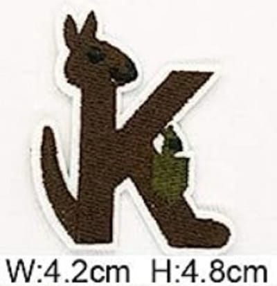 Strijk Embleem Alfabet Patch - Letter K - Dieren - 4,2 x 4,8 cm - Letters Stof Applicatie - Geborduurd - Strijkletters - Patches - Iron On