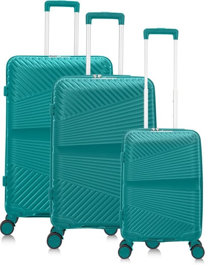 Mallorca Reiskofferset 3-delig - 39, 65 en 93 liter - Handbagage en Ruimbagage - Koraal groen - Met Ingebouwd TSA Slot - Voor Vliegtuig en Lange Vakanties