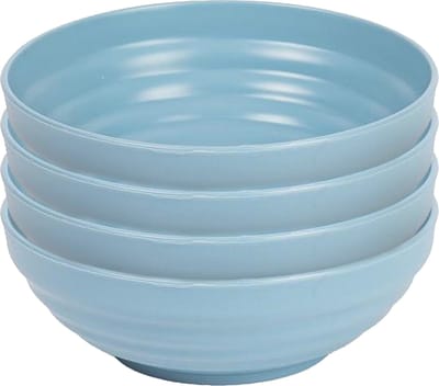 Plasticforte Kommetjes/schaaltjes - 4x - Dessert/ontbijt - Kunststof - D13 cm - ijsblauw