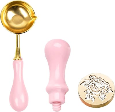 Seal Wax Set - gepersonaliseerde zegelstempel - houten handvat en messing kop - perfect voor brieven en uitnodigingen - ShopVlot