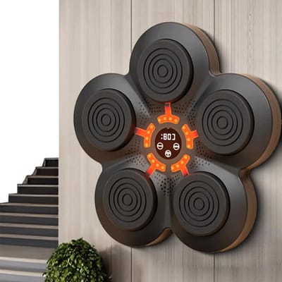 Music Boxing Machine - Boksmachine – Boksbal – Boxmachine - Boxing Machine with Music - Muziek Boxing Machine – met LED-Scherm – Draadloze Verbinding - met Verstelbare Snelheid - Zwart/Oranje