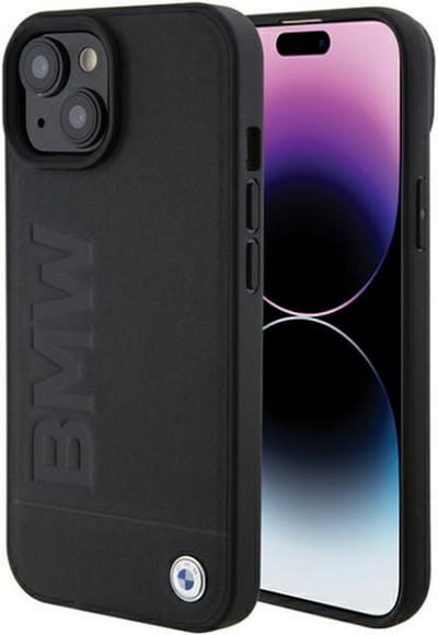 BMW Signature Leather Back Case (MagSafe Compatible) - Geschikt voor Apple iPhone 15 (6.1") - Zwart