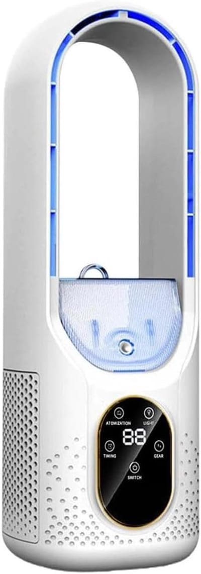Draagbare airconditioner met ventilator, verdampingskoeler, USB-airconditioner met ventilatorsnelheid en timer, mini-bureauventilator, geschikt voor kantoorgebruik (wit).