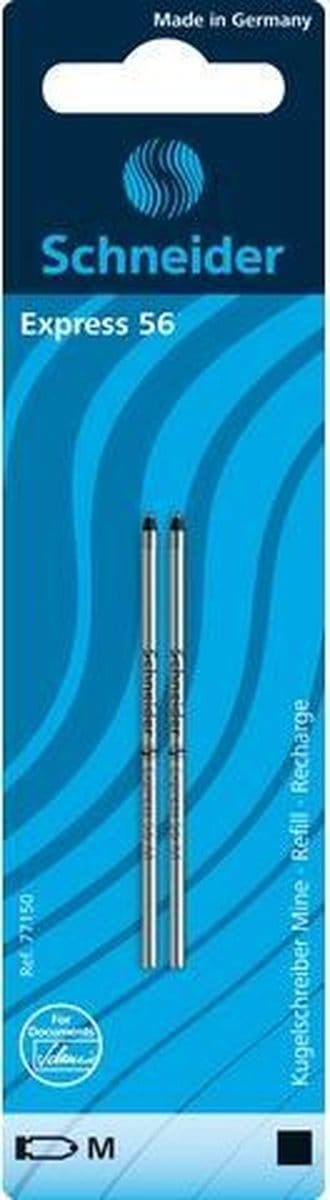 Schneider balpenvulling - Express 56 - penpunt M - zwart - blister a 2 stuks - S-77150