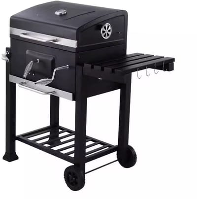 Houtskool Barbecue met Wielen – Grote Buiten BBQ Grill voor Tuin, Terras of Camping – Koudgewalst Staal – 113 x 45.7 x 108 cm