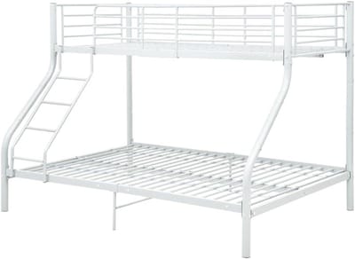 Stapelbedframe Metaal - Kinderbed Ledikant - Ruimte Besparen - Veiligheidsrails Ladder - 140x200 90x200 - Wit