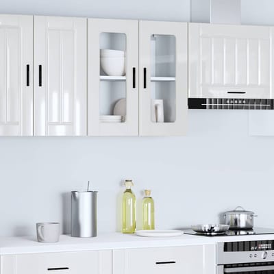 vidaXL - Keukenbovenkast - met - glazen - deur - Porto - hoogglans - wit