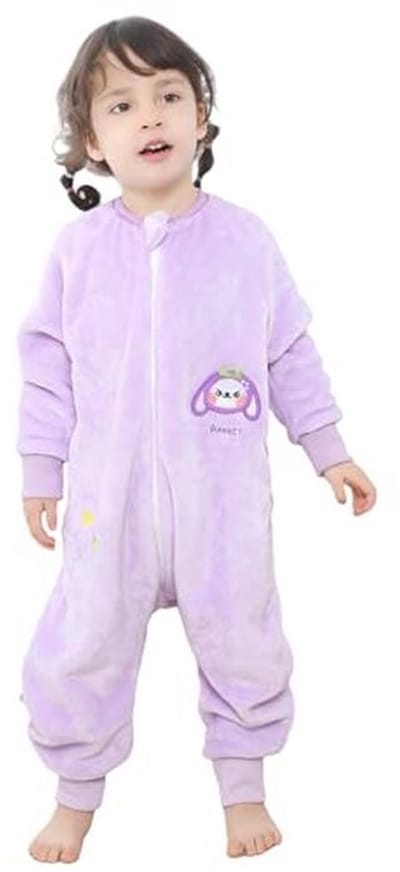 Unisex Baby Slaapzak met Benen van Flanel - Lange Mouwen, Drievoudige Rits, Cartoon Ontwerp