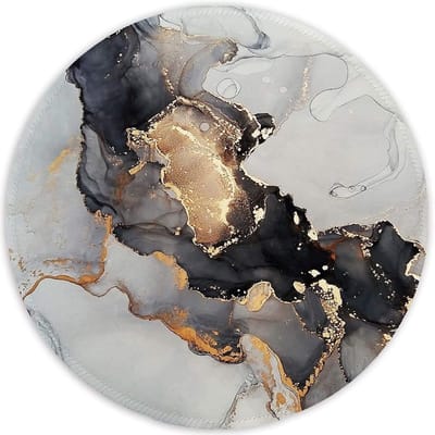 Ronde Muismat Klein met Waterdichte Stof en Anti-Slip Rubber Onderkant voor Laptop en Computer, Ideaal voor Thuis en Kantoor, Ink Marbling Design
