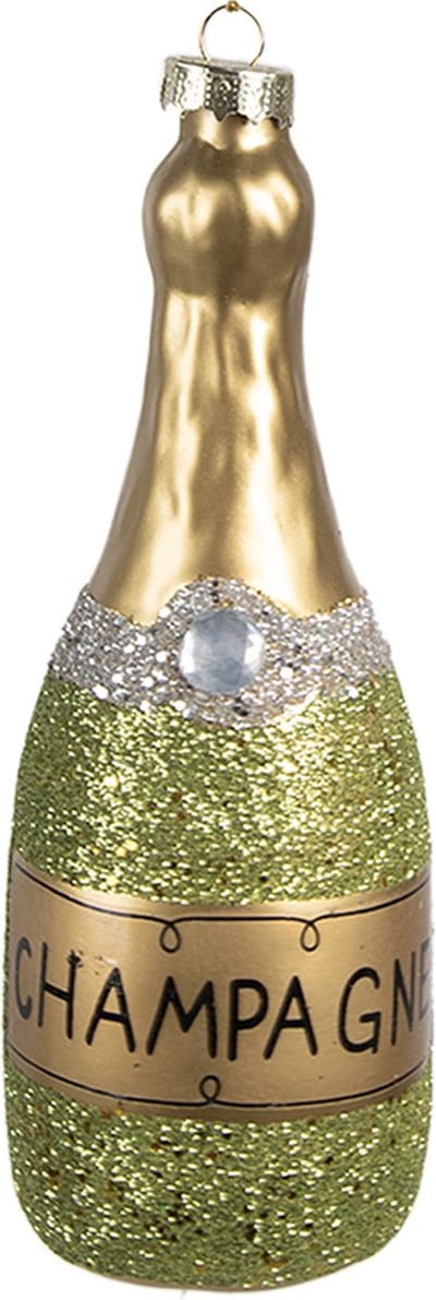 Clayre & Eef Kersthanger Fles 14 cm Groen Glas