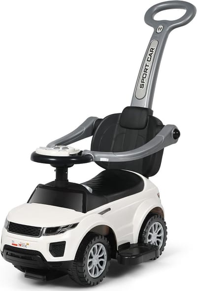 Kinder Glijauto 3-in-1 - Loopauto Duwfiets - Eerste Rijervaring - Verborgen Opbergruimte - 89x43x84 cm - Wit