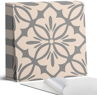 Coloray Plaktegels - Bloemenpatroon met details Portugese Tegels - 30 cm x 30 cm - Beige Plaktegels - 9 stuks - Vierkant PVC Tegels - Plaktegels Keuken - Zelfklevende Vloertegels - Vinyl Tegels - Zelfklevende Tegels
