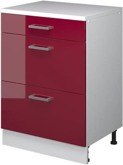 Keukenkast schuine wand - Ladekast op maat - Ruimte benutten - Moderne hoogglans afwerking - 60 cm breed - Rood