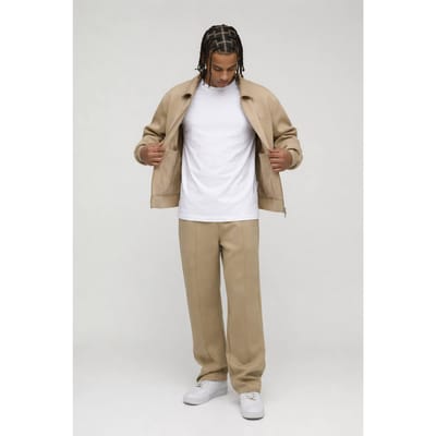 Regular Fit Scuba Harrington Jacket & Trouser Set | Taupe | Size XS