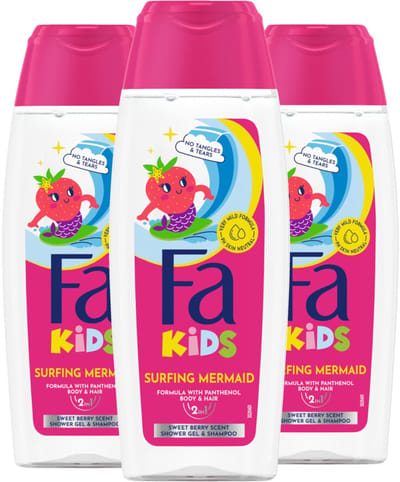 Fa - Douchegel & Shampoo Kids Surfing Mermaid - 3 x 250 ml - Voordeelverpakking