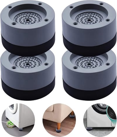 Waledano® Wasmachine Verhoger 4 Stuks – Trillingsdempers & Schokdempers | Antislip Wasmachine- en Wasdroger Dempers | Vermindert Geluid & Beschermt de Vloer