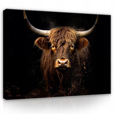 WALLARENA - Canvas schilderij - 100x70 cm - moderne Schotse koe voor slaapkamer en woonkamer