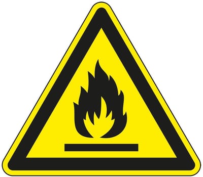 Waarschuwingssticker brandgevaar - ISO 7010 - W021 200 mm