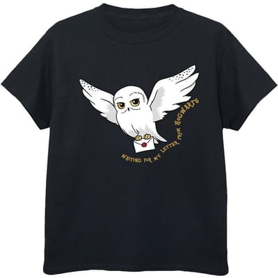 Harry Potter Katoenen T-shirt met uilenletters voor meisjes (Zwart)