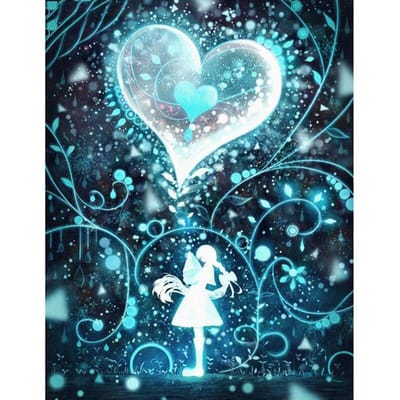 5D DIY Diamond Painting Bloem hart Borduren Kruissteek Schilderachtig Huis Decoratief 20X30CM blue