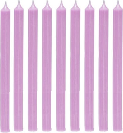 Luxe lange mooie kwaliteits dinerkaarsen 2.1 x 28 cm | Lila | 18 stuks | 10 branduren