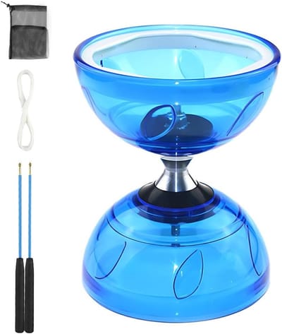 Juggling Set met LED Verlichting en Handgrepen, Transparante Zachte Rubber Diabolo met Vervangkoord en Opbergvak, Ideaal voor Beginners en Vrijetijdssporten