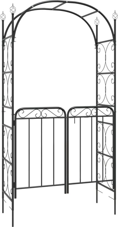 vidaXL-Tuinboog-met-poort-108x45x235-cm-staal-zwart