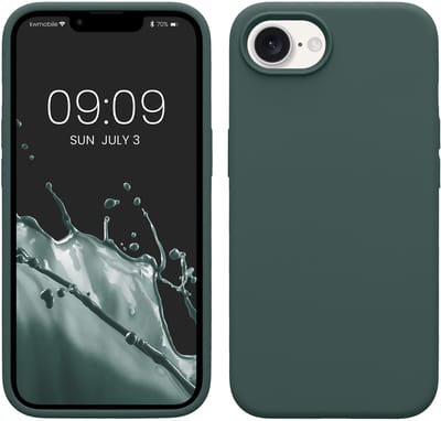 kwmobile telefoonhoesje geschikt voor Apple iPhone 17e / iPhone 16e - Hoesje met siliconen coating - Smartphone case in blauwgroen