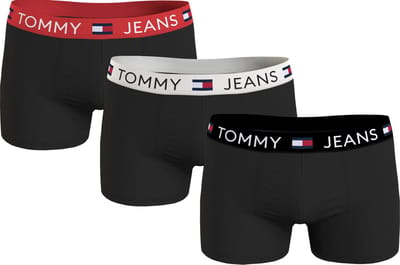 Tommy Hilfiger trunk (3-pack) - heren boxers normale lengte - zwart met gekleurde tailleband