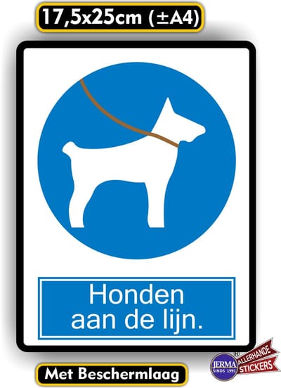 Jerma - Honden aan de lijn - Sticker - 25 x 12 cm - Duurzaam Vinyl - Weerbestendig - Zelfklevend